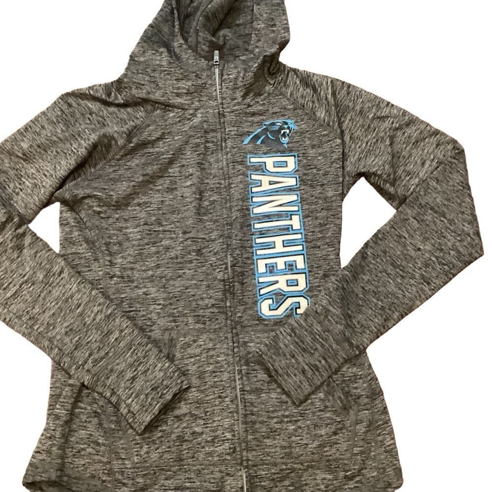 NFL Team Apparel Gray Carolina Panthers Football Recovery Full-Zip Hoodie S - Picture 2 of 10
